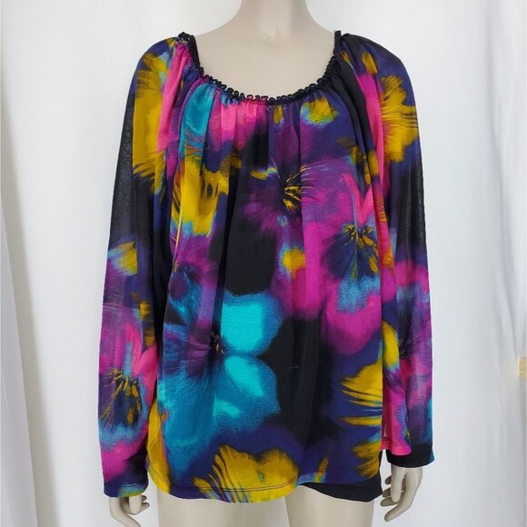W Worthington 2-piece Plus Size Multi-Color Sheer Blouse - Picture 1 of 11